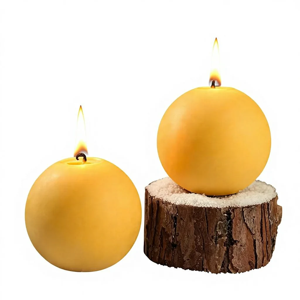 Original representative commercial visual for Wholesale 2 Pack Hand-Poured Natural Beeswax Ball Candles 10 Hours Long Burning Unscented Dripless Easter Home Decoration.