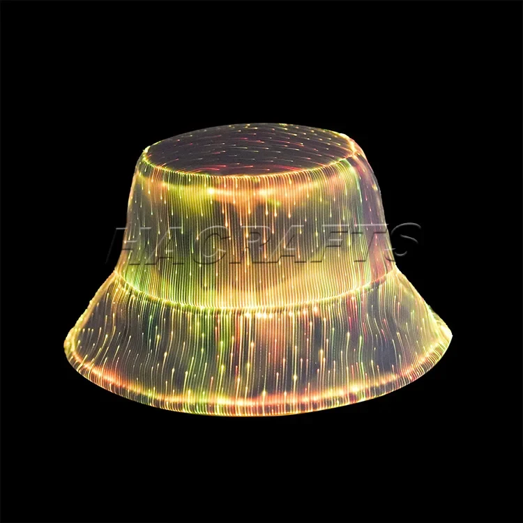Original representative commercial visual for 2025 New Style Decor High Quality LED Bucket Hat Glow Dark Easter New Year Christmas Halloween Party Novelties Gift Idea.