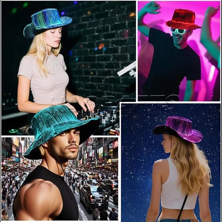 Original representative commercial visual for 2025 New Style Decor High Quality LED Bucket Hat Glow Dark Easter New Year Christmas Halloween Party Novelties Gift Idea.