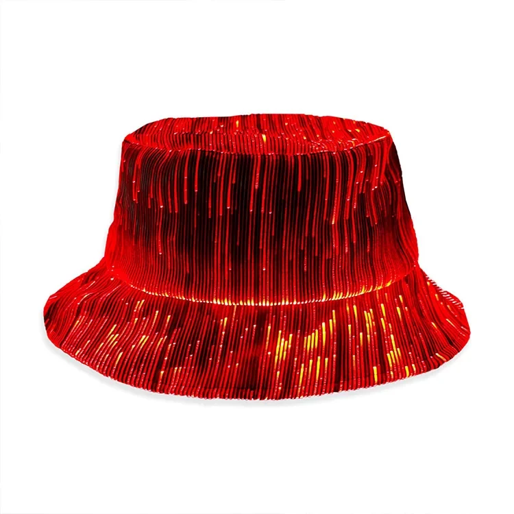 Original representative commercial visual for 2025 New Style Decor High Quality LED Bucket Hat Glow Dark Easter New Year Christmas Halloween Party Novelties Gift Idea.
