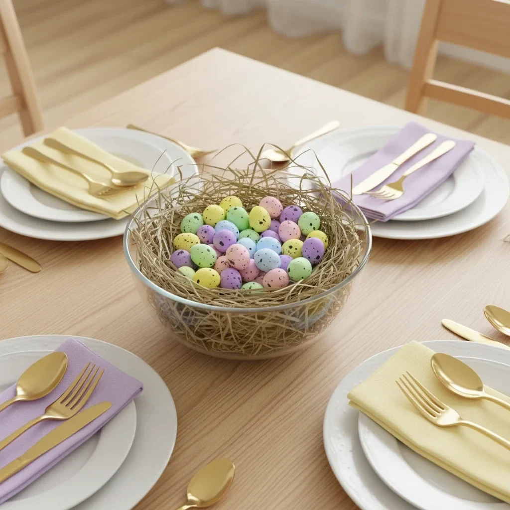 Original representative commercial visual for SANWEI Factory Price Reusable Portable Photo Props Bird Nest Decor Artificial Foam Easter Eggs for Easter Decoration.
