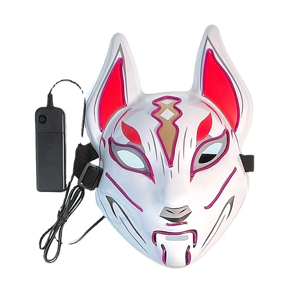 Original representative commercial visual for Glow in Dark EL Wire LED Light up Mask for Party Decoration Halloween Easter Full Face Fox LED Mask.