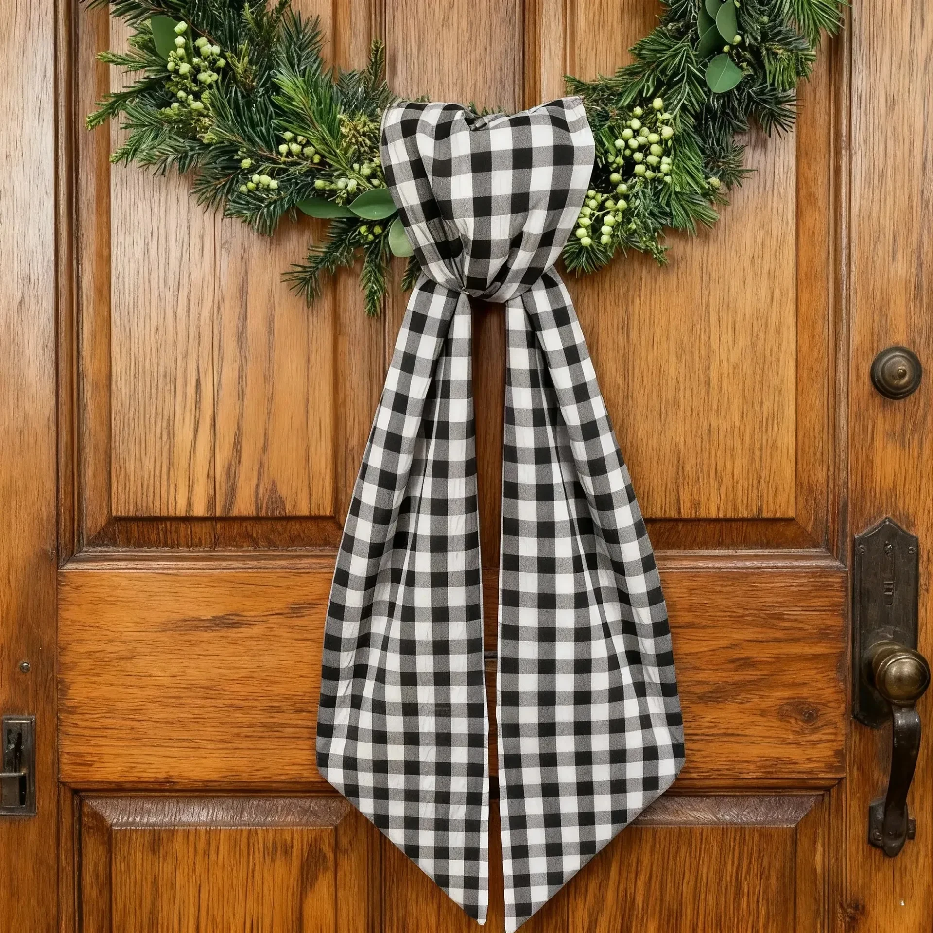Original representative commercial visual for Personalized Easter Decorative Bow with Fashion Cotton Lovely Easter Gingham Wreath Sash.