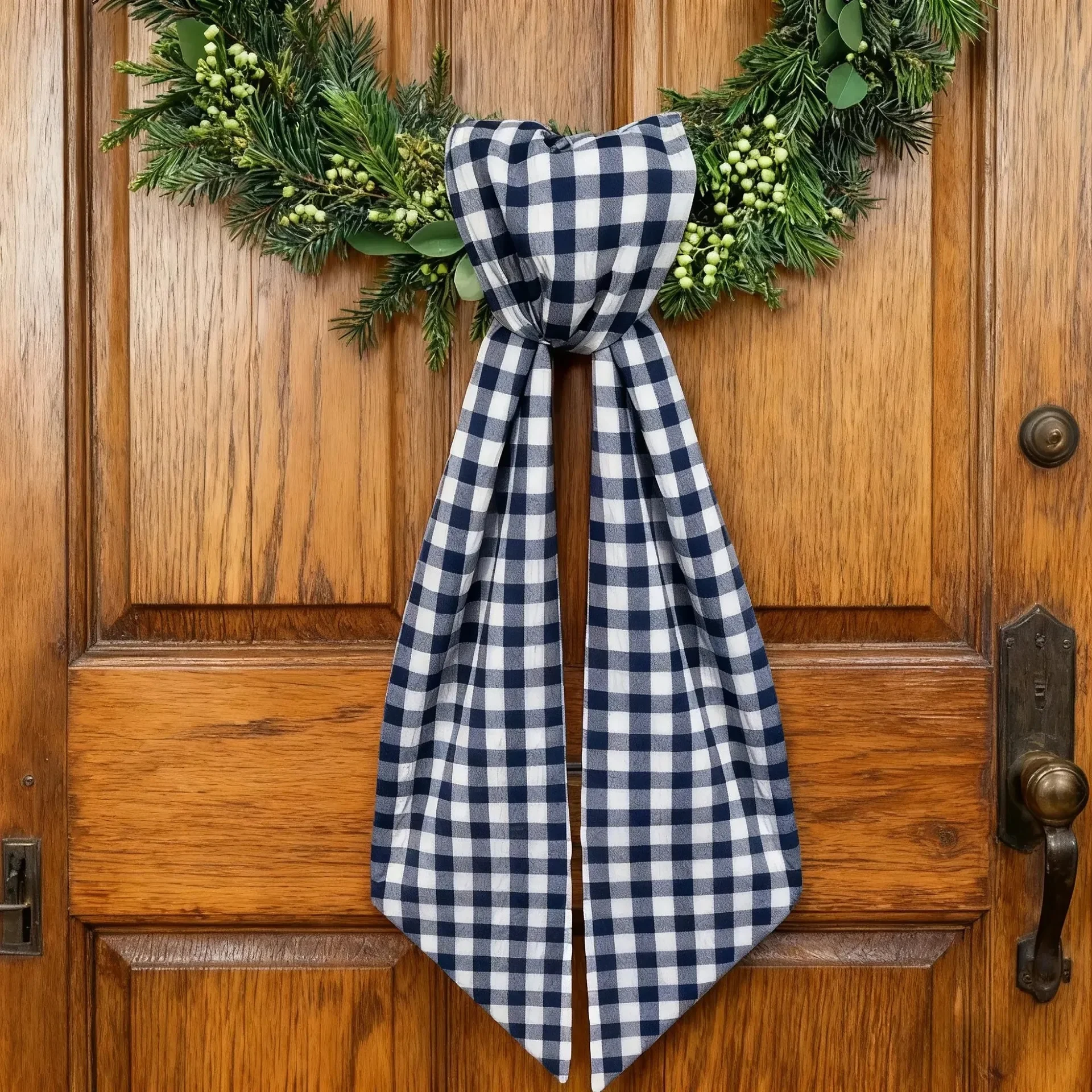 Original representative commercial visual for Personalized Easter Decorative Bow with Fashion Cotton Lovely Easter Gingham Wreath Sash.