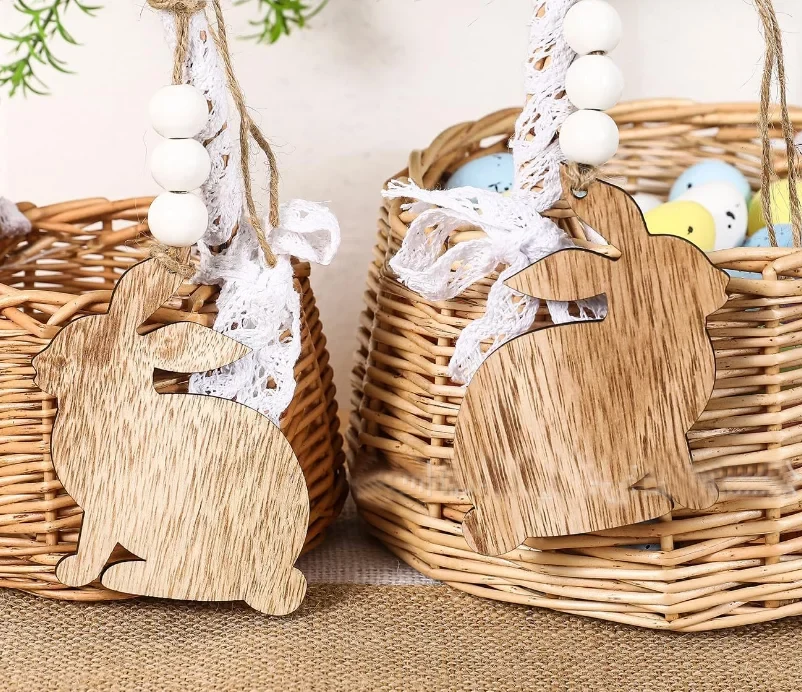 Original representative commercial visual for EASTER WOODEN BUNNY RABBIT HANGING DECORATION.