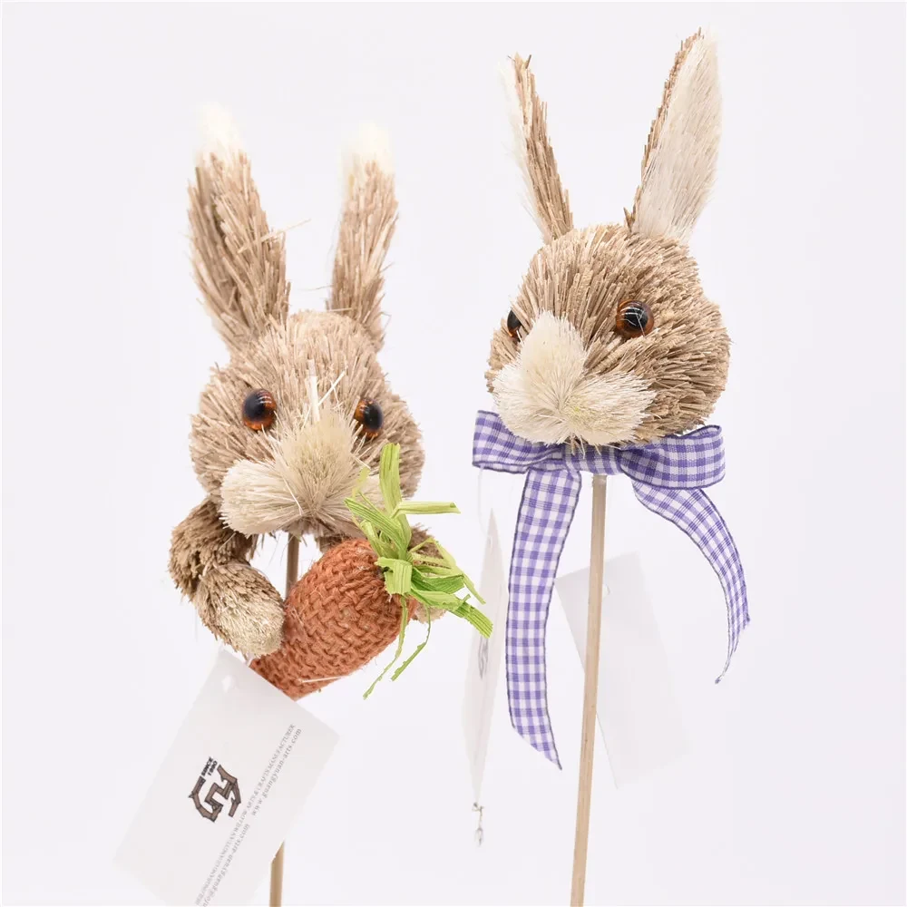 Original representative commercial visual for Hot Sale Easter Decorations Easter Straw Rabbit Bunny Picks for Party Decorations.