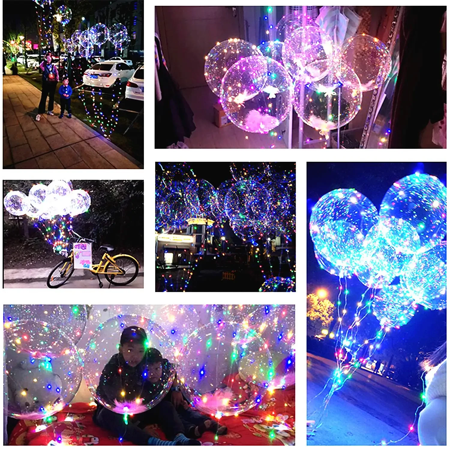 Original representative commercial visual for New Design LED Party Bobo Balloon Set Bulk Colorful Light Graduation Thanksgiving Wedding Christmas Halloween Easter Decorations.