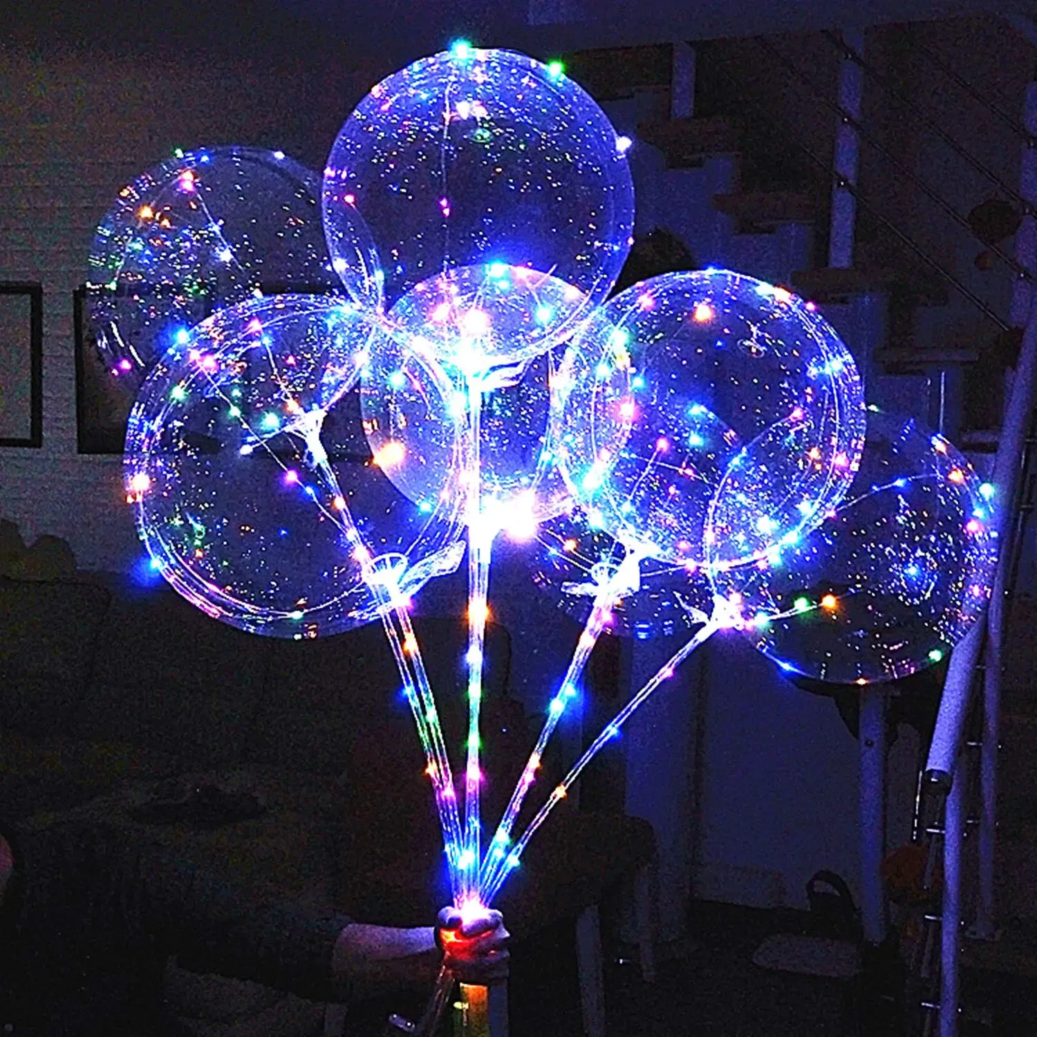 Original representative commercial visual for New Design LED Party Bobo Balloon Set Bulk Colorful Light Graduation Thanksgiving Wedding Christmas Halloween Easter Decorations.