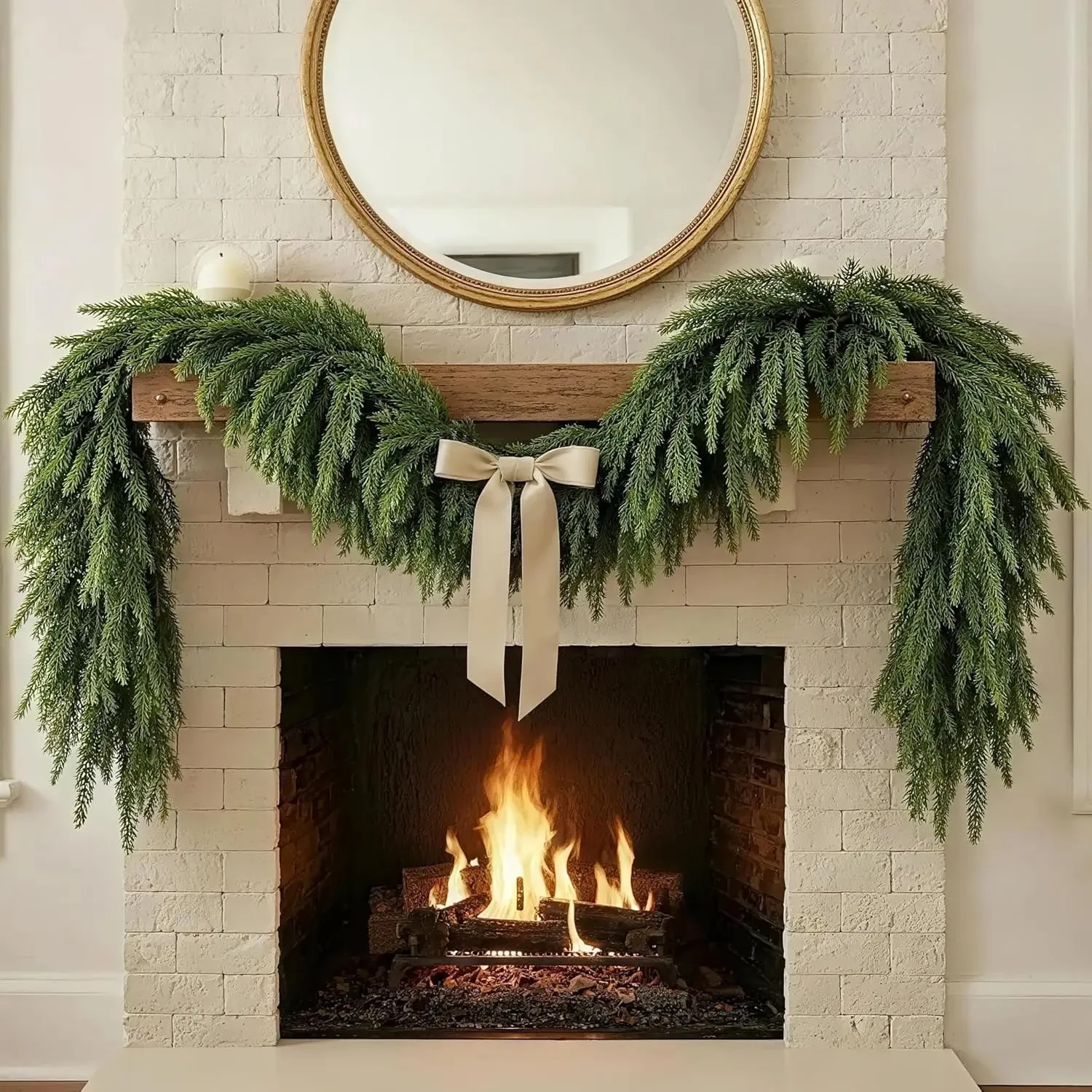 Original representative commercial visual for 9ft Artificial Realistic Christmas Norfolk Pine Garland, Real Touch Thick Gradient Evergreen for Easter Mantel Decor, Long Soft.