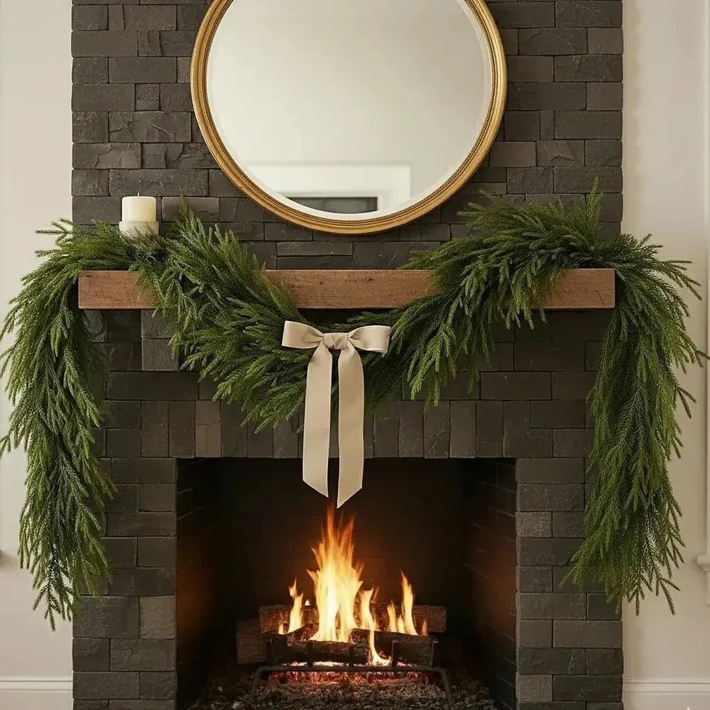 Original representative commercial visual for 9ft Artificial Realistic Christmas Norfolk Pine Garland, Real Touch Thick Gradient Evergreen for Easter Mantel Decor, Long Soft.