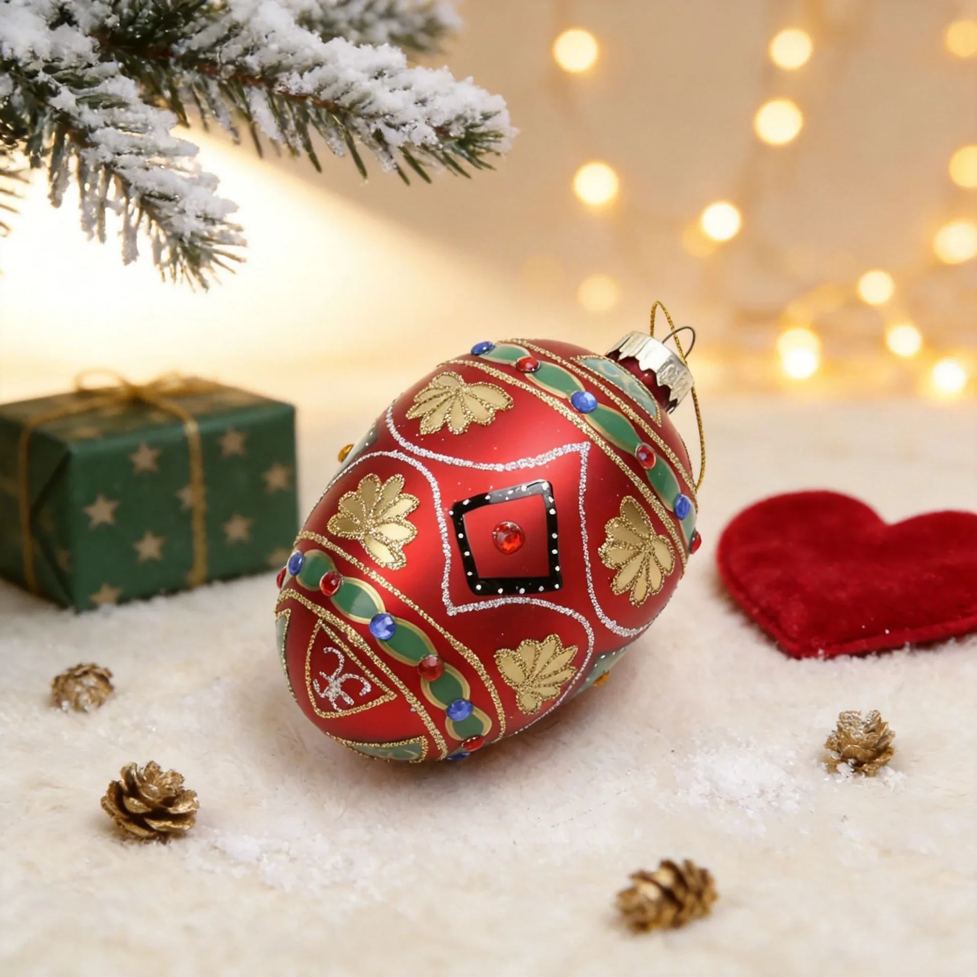 Original representative commercial visual for Blown Decorative Easter Egg Shape Glass Christmas Opening Egg Hand Painted Ornaments Hanging Bauble for Decor.