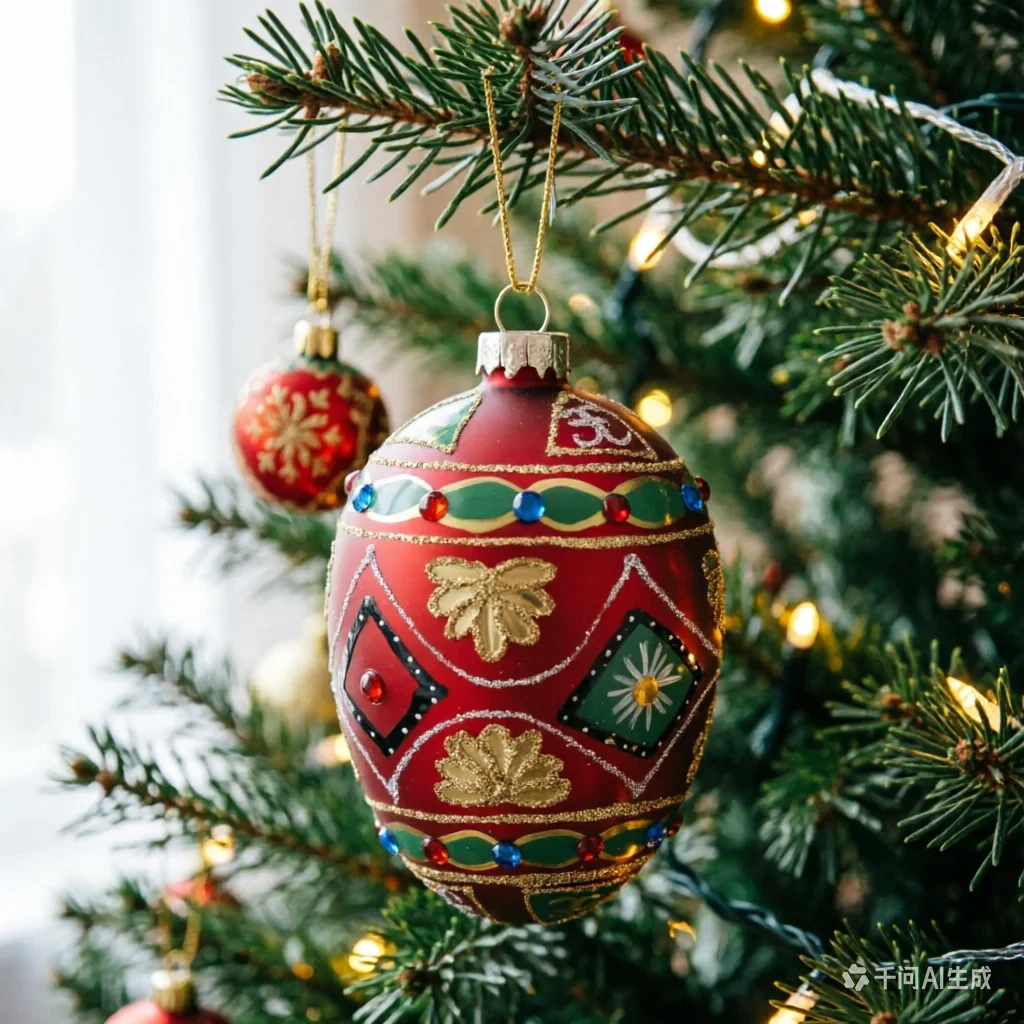 Original representative commercial visual for Blown Decorative Easter Egg Shape Glass Christmas Opening Egg Hand Painted Ornaments Hanging Bauble for Decor.