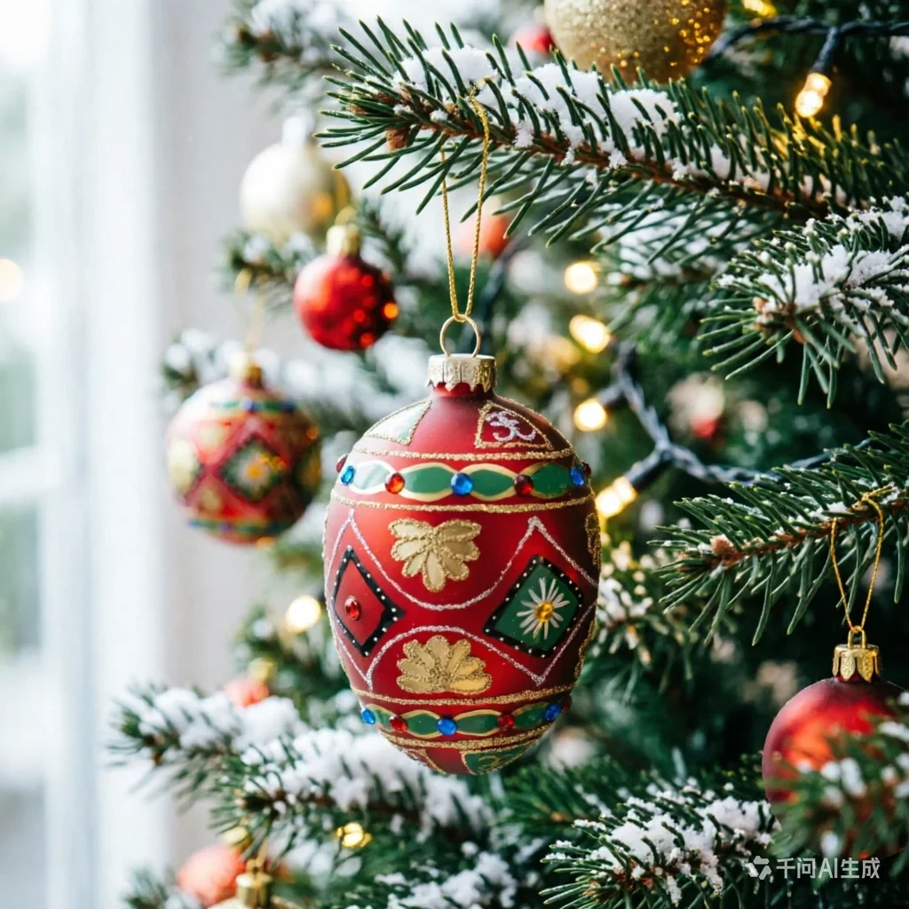 Original representative commercial visual for Blown Decorative Easter Egg Shape Glass Christmas Opening Egg Hand Painted Ornaments Hanging Bauble for Decor.