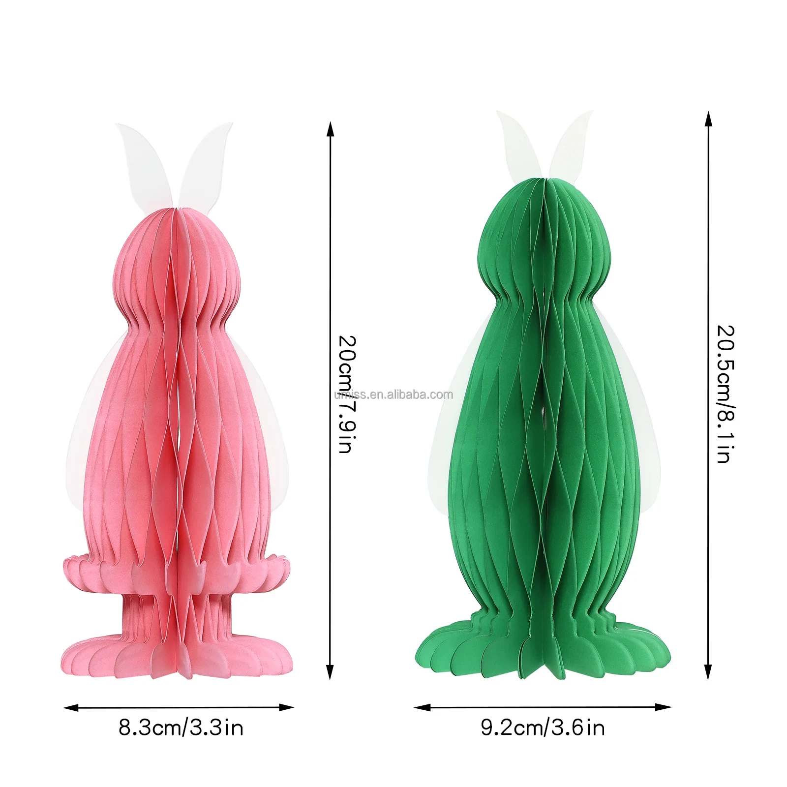 Original representative commercial visual for Easter Bunny Rabbits Paper Honeycomb Decorations Paper Ornaments Festival Ornaments with Magnets Easter Home Decorations.