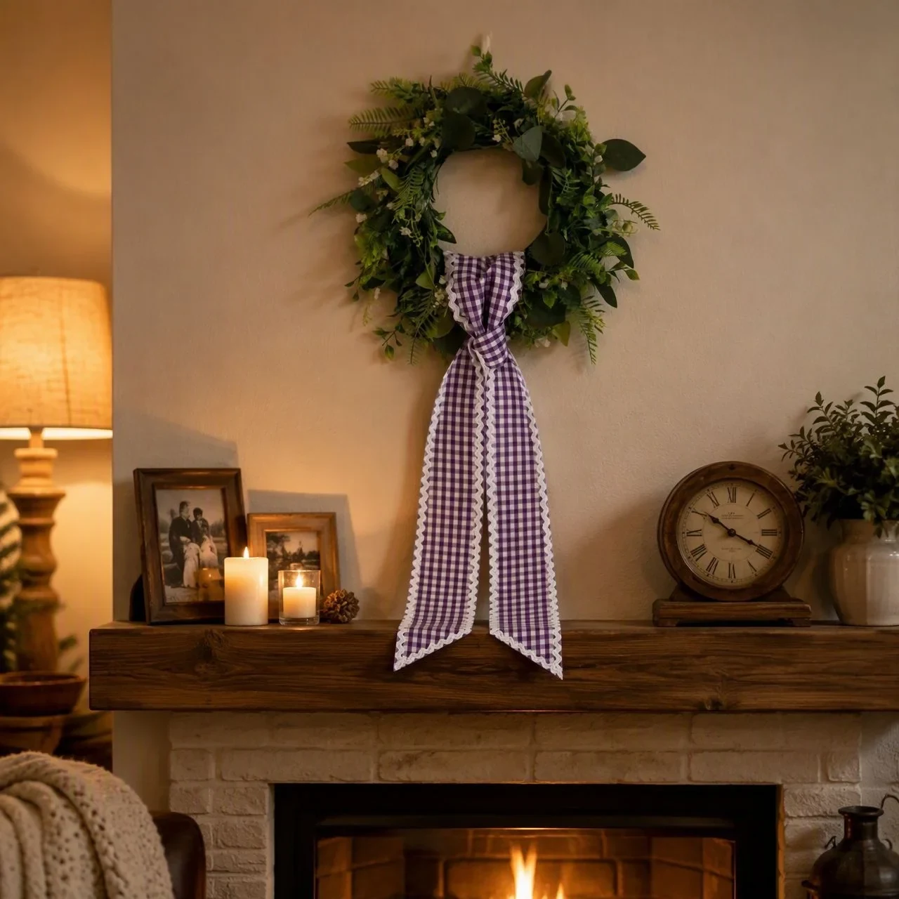 Original representative commercial visual for Polyester Cross-border Christmas Plaid Wavy Garland Wreath Ribbon Bow 9.5x137CM Birthday Party Easter Wedding Outdoor Decoration.