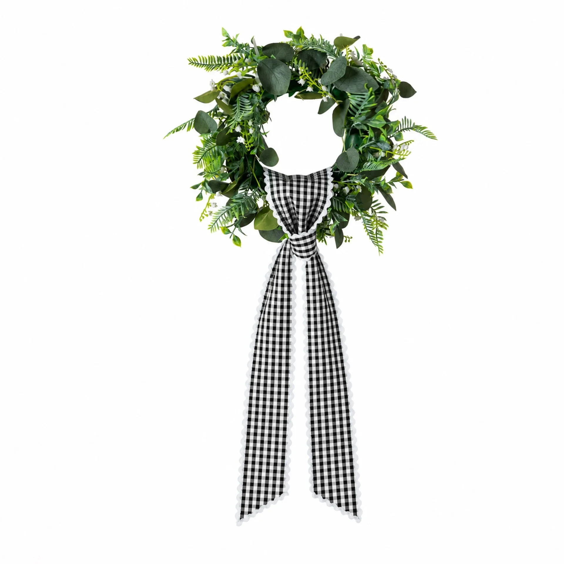 Original representative commercial visual for Polyester Cross-border Christmas Plaid Wavy Garland Wreath Ribbon Bow 9.5x137CM Birthday Party Easter Wedding Outdoor Decoration.