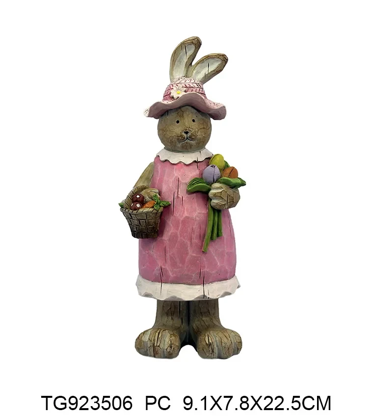 Original representative commercial visual for Top Grace Polyresin Rabbit Metal Bicycle Animals Easter Gifts Garden Decoration.