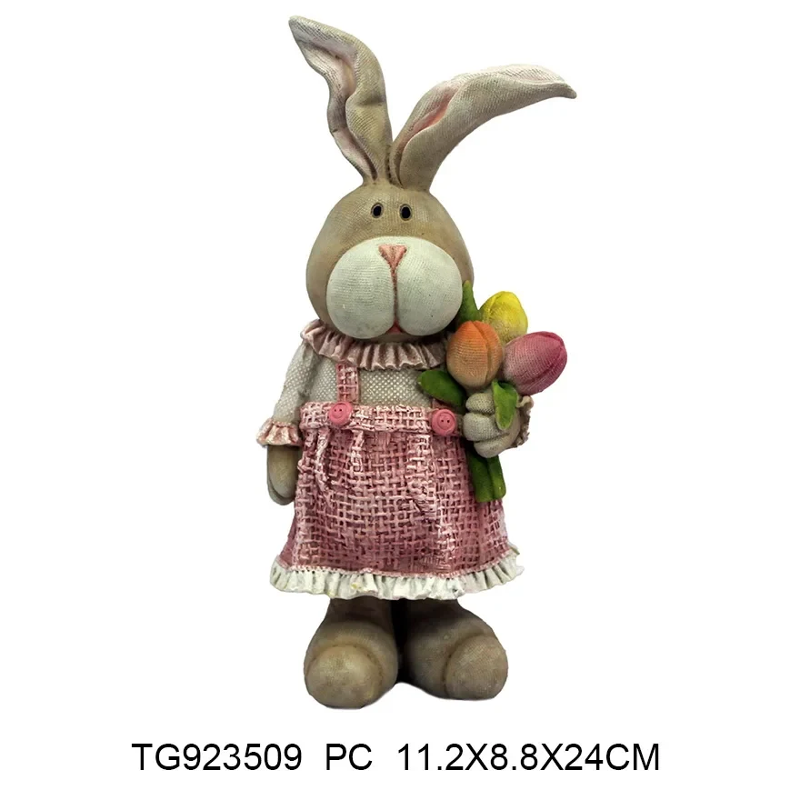 Original representative commercial visual for Top Grace Polyresin Rabbit Metal Bicycle Animals Easter Gifts Garden Decoration.