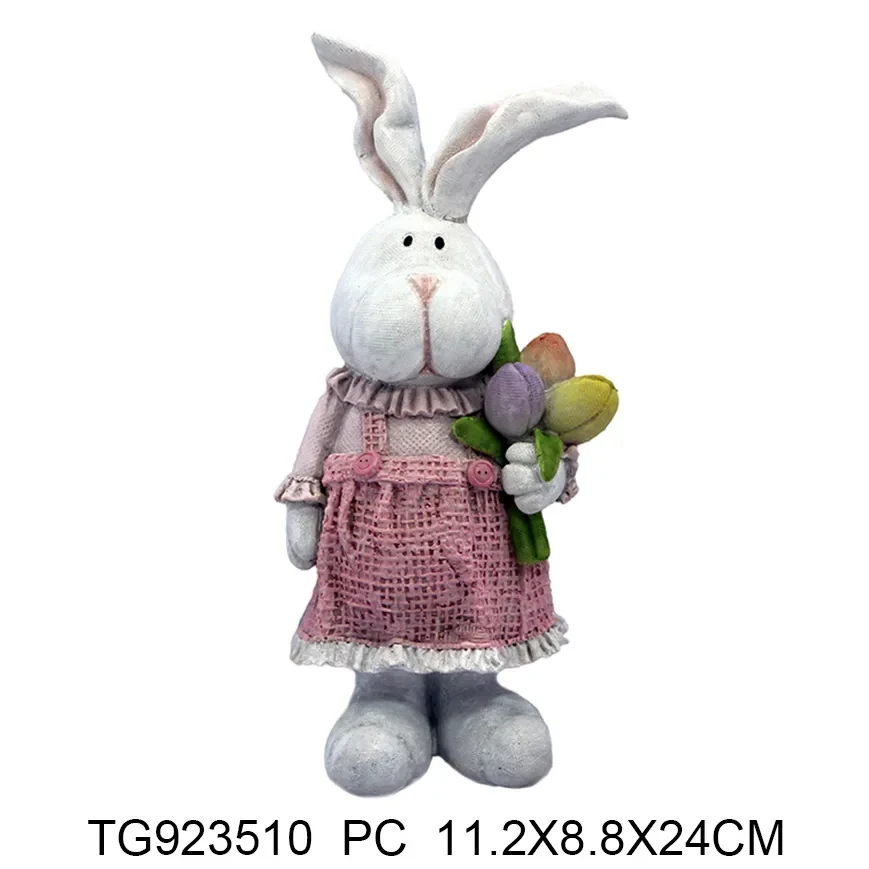 Original representative commercial visual for Top Grace Polyresin Rabbit Metal Bicycle Animals Easter Gifts Garden Decoration.