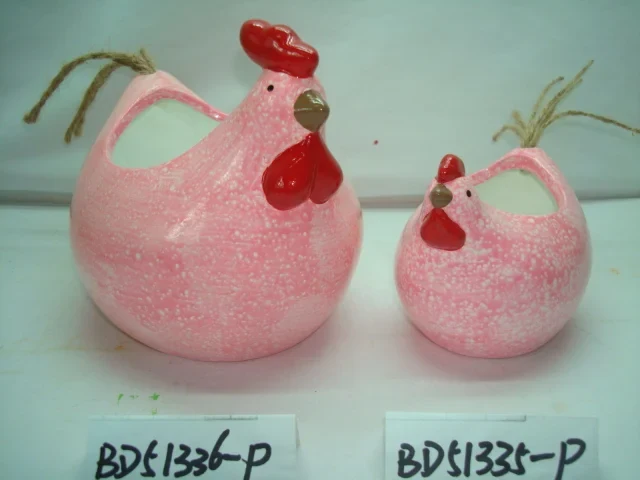 Original representative commercial visual for New Designed Easter Handmade Cute Decorative Ceramic Chickens and Roosters Pot for Garden Decor.
