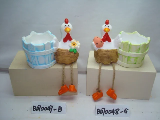 Original representative commercial visual for New Designed Easter Handmade Cute Decorative Ceramic Chickens and Roosters Pot for Garden Decor.