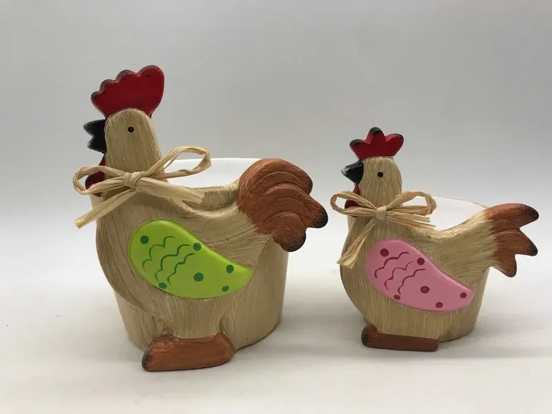 Original representative commercial visual for New Designed Easter Handmade Cute Decorative Ceramic Chickens and Roosters Pot for Garden Decor.