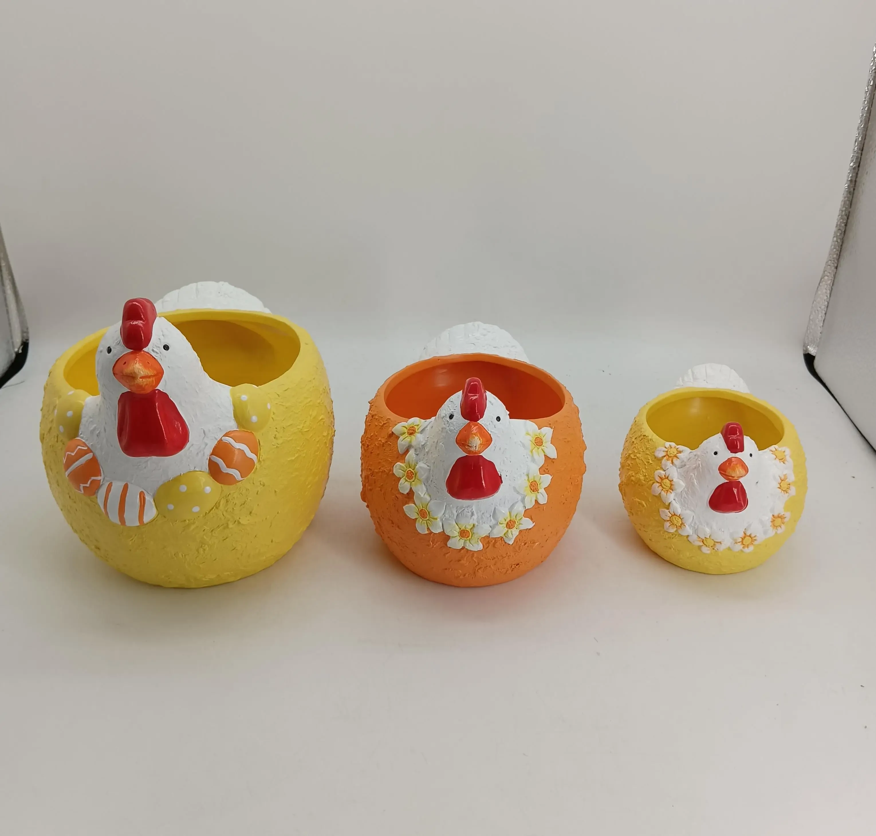 Original representative commercial visual for New Designed Easter Handmade Cute Decorative Ceramic Chickens and Roosters Pot for Garden Decor.