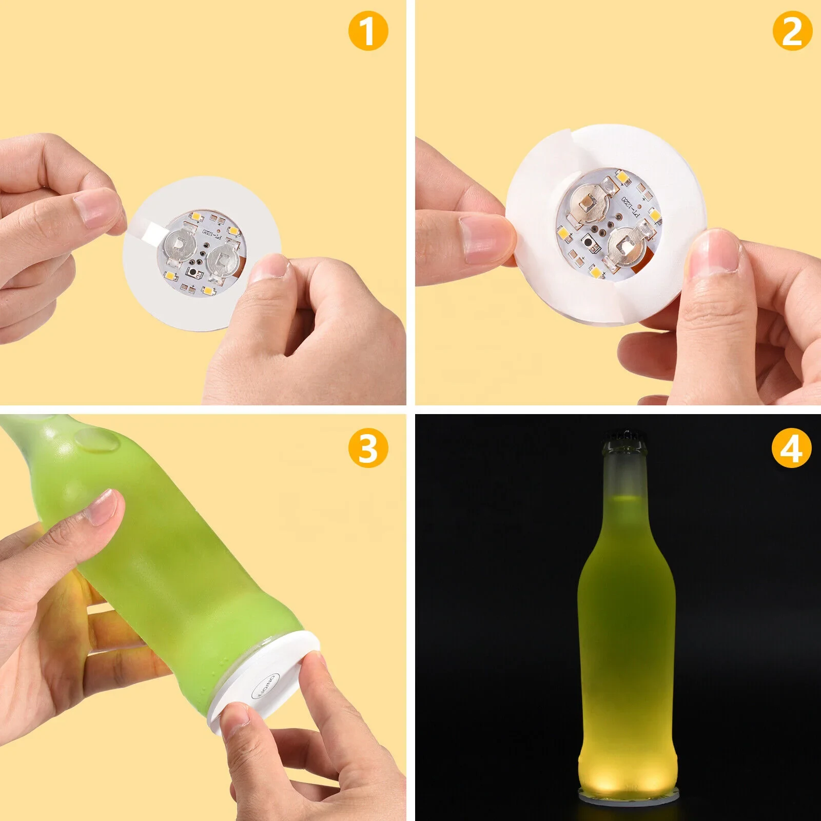 Original representative commercial visual for Hot Selling 6*0.3cm EVA LED Bottle Sticker Festive and School Decorations for Halloween Easter and Parties.