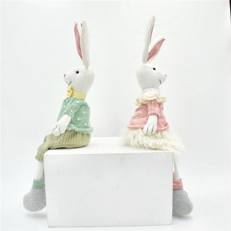 Original representative commercial visual for Custom Easter Decoration Rabbit Home Party Bunny Couple Ornament Holiday Gifts Figure Stuffed Bunny for Home Decor.