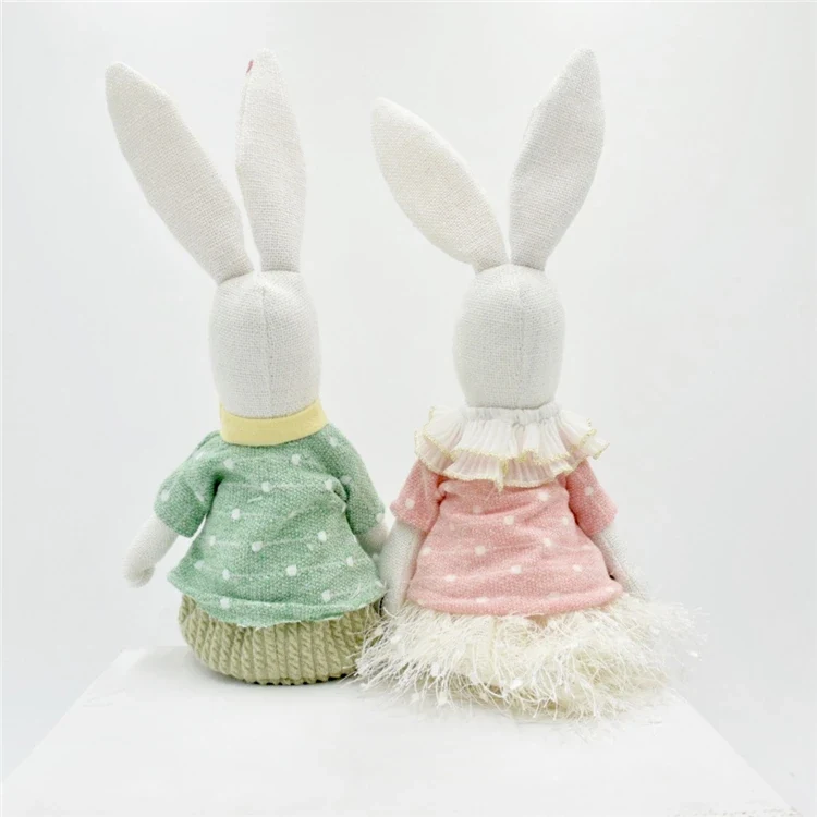 Original representative commercial visual for Custom Easter Decoration Rabbit Home Party Bunny Couple Ornament Holiday Gifts Figure Stuffed Bunny for Home Decor.