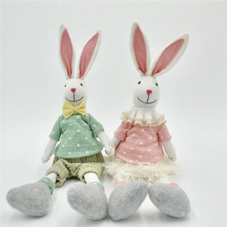 Original representative commercial visual for Custom Easter Decoration Rabbit Home Party Bunny Couple Ornament Holiday Gifts Figure Stuffed Bunny for Home Decor.