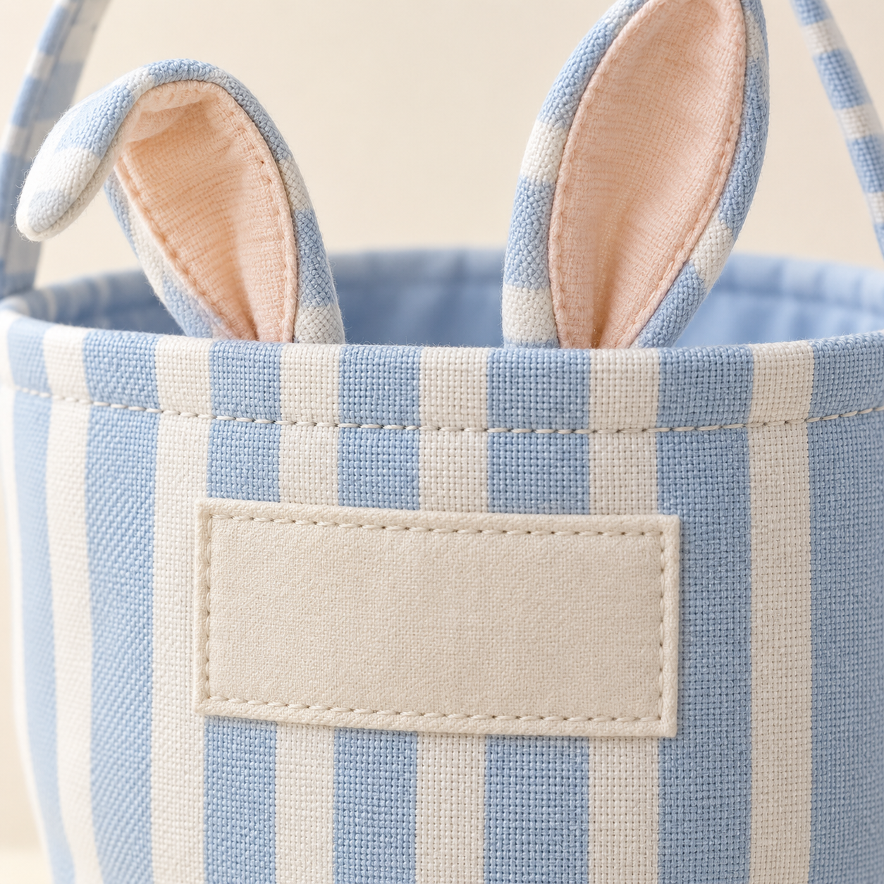 Original generated detail concept illustration for Embroidered Seersucker Easter Basket. Not an exact product.