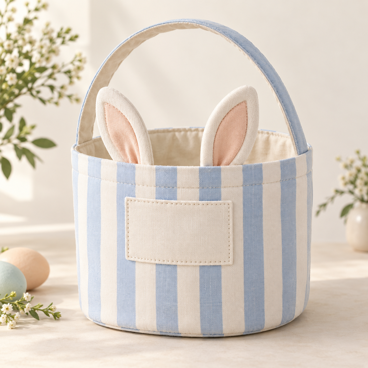 Original representative commercial visual for Embroidered Seersucker Easter Basket.