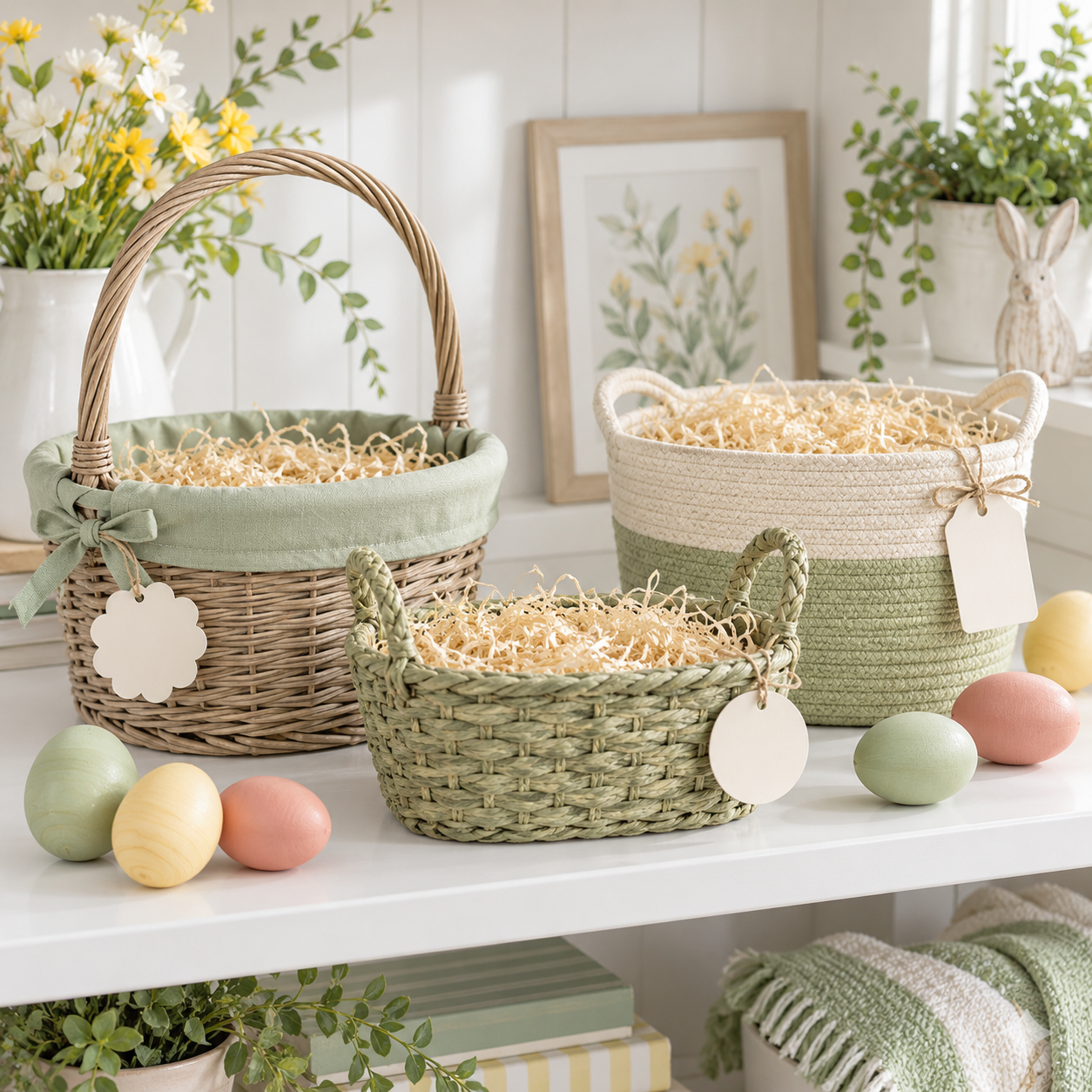 Original representative commercial visual for Woven Easter Carry Basket.